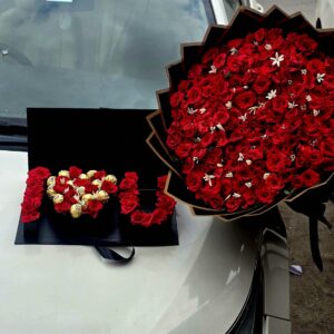 150 Red Roses Bouquet with I Love You Box