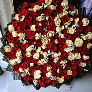 Royal Red & White Rose Bouquet