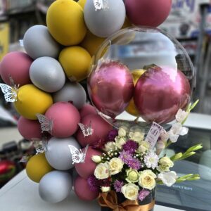 Luxury Bubble Balloon Flower Box | Premium Floral Gift